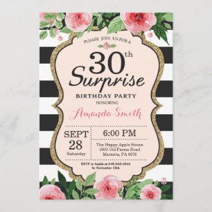 Invitation de surprise 30e anniversaire Femmes flo
