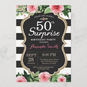 Invitation de surprise 50e anniversaire Femmes flo