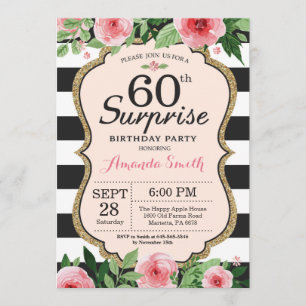 Invitation de surprise 60e anniversaire Femmes flo