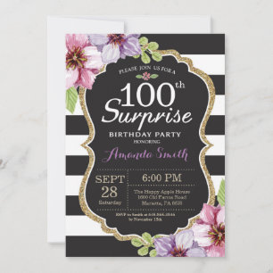 Invitation de surprise pour les 100 ans Fleur Or