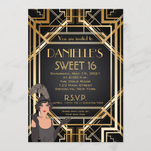 Invitation de Sweet 16 Art Déco inspirée du Gatsby