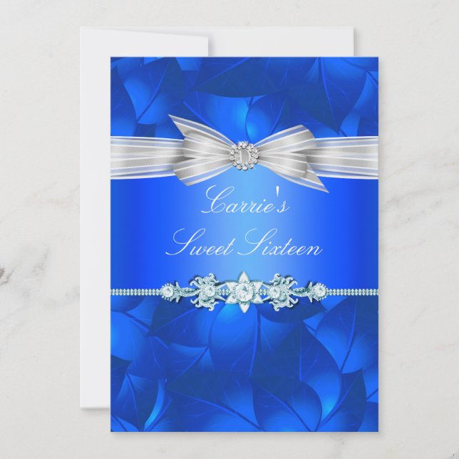 Invitation de Sweet sixteen à feuilles bleues et à (Devant)