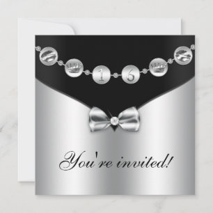 Invitation de Sweet sixteen de charme noir et arge