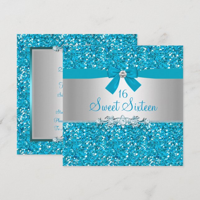 Invitation de Sweet sixteen de Parties scintillant (Devant / Derrière)