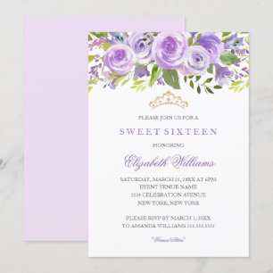 Invitation de Sweet sixteen de Rose floral de lava