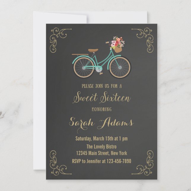 Invitation de sweet sixteen de tableau de (Devant)