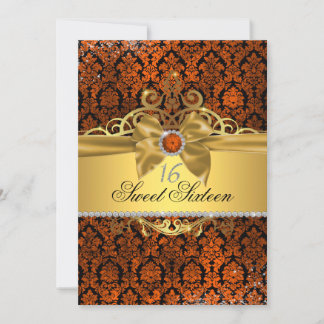 Invitation de Sweet Sixteen en Damas Or Cuivre