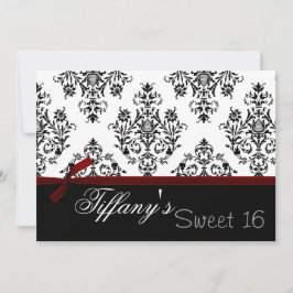 Invitation de Sweet sixteen rouge damassé