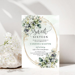 Invitation de Sweet Sixteen vert sauge botanique