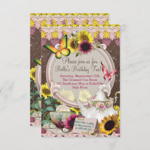 Invitation de Tea Party du jardin de tournesol