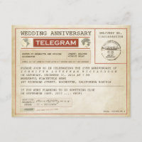 invitation de télégramme d'anniversaire de mariage