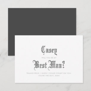 Invitation de témoin de mariage en écriture gothiq