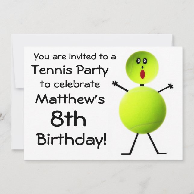 Invitation de Tennis Party Anniversaire (Devant)