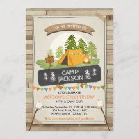 Invitation de tente de camping Anniversaire Camp d