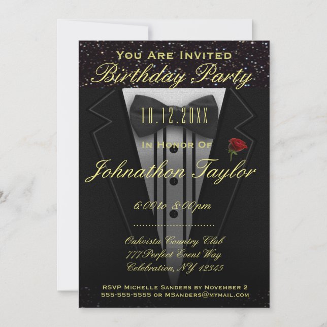Invitation de tenue de soirée pour fête d'annivers (Devant)