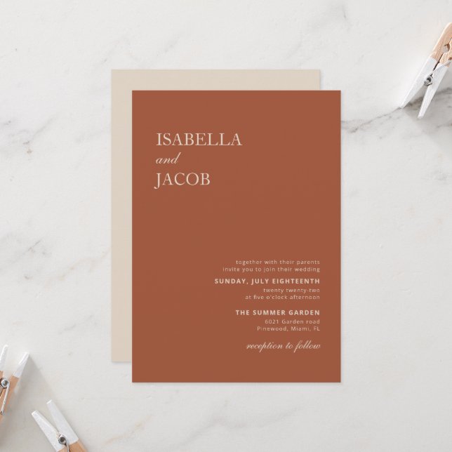 Invitation de Terracotta Boho (Devant/Arrière en situation)