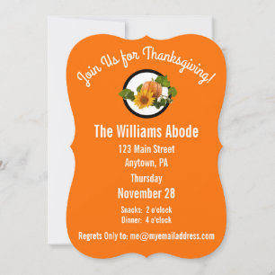 Invitation de Thanksgiving à pois orange