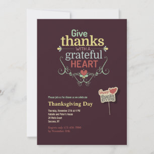 Invitation de Thanksgiving au cœur reconnaissant