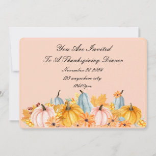 Invitation de Thanksgiving aux citrouilles roses e