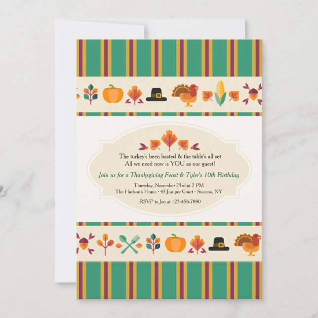 Invitation de Thanksgiving Borders (Devant)