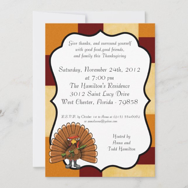 invitation de thanksgiving de 5x7 Rambo Turquie (Devant)