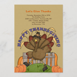 Invitation de Thanksgiving de dinde heureuse