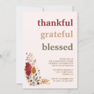 Invitation de Thanksgiving Dieu Merci Reconnaissan