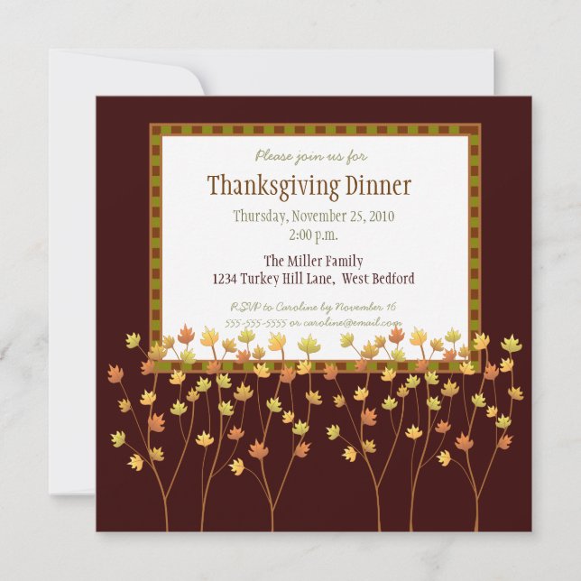 Invitation de Thanksgiving Fall Tree (Devant)