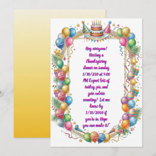 Invitation de Thanksgiving festive aquarelle migno
