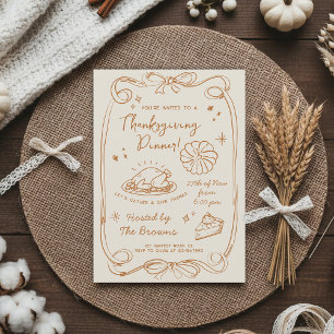 Invitation de Thanksgiving pour dîner rustique de