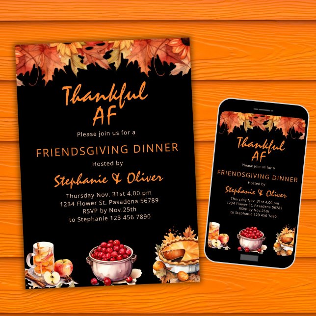 Invitation de Thanksgiving Remerciements AF Friend (Créateur téléchargé)