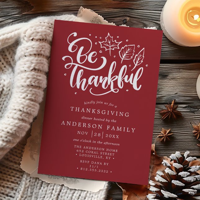 Invitation de Thanksgiving « Soyez reconnaissant » (Créateur téléchargé)