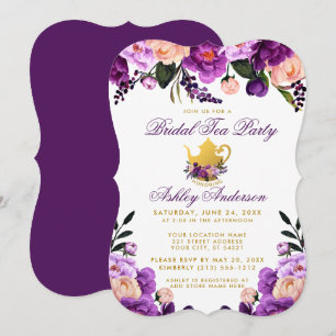Invitation de thé à Fête des mariées d'or violet B