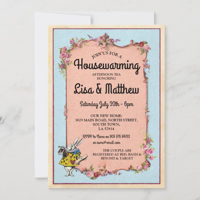 Invitation de thé de lapin du pays des merveilles (Devant)