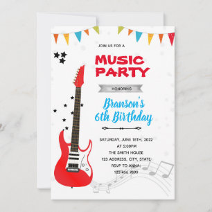 Invitation de thème d'anniversaire de musique rock