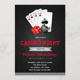 Invitation de thème de partie de nuit de casino