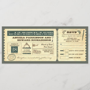 Invitation de ticket vintage mariage avec concepti