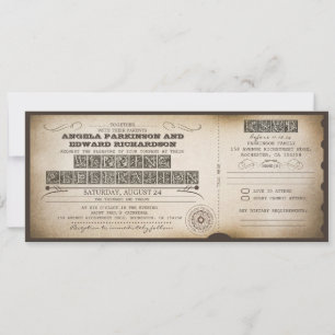 Invitation de ticket vintage mariage avec concepti