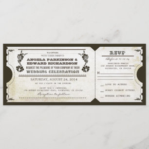 Invitation de ticket vintage mariage avec concepti