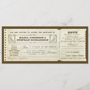 Invitation de ticket vintage mariage et conception