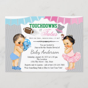 Invitation de Touchdowns ou de Tutus Gender Reveal