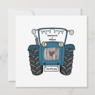 Invitation de tracteur bleu Mariage campagnard per