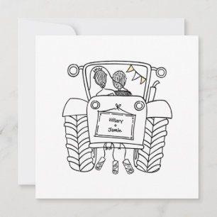 Invitation de tracteur de Mariage campagnard perso