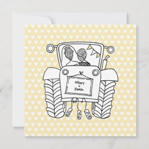 Invitation de tracteur de Mariage campagnard perso
