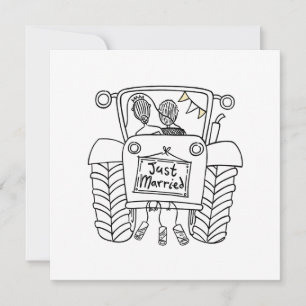 Invitation de tracteur de Mariage campagnard perso