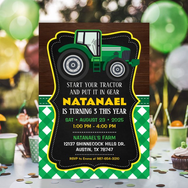 Invitation de tracteur pour la fête d'anniversaire (Tractor Invitation for Farm Birthday Party)