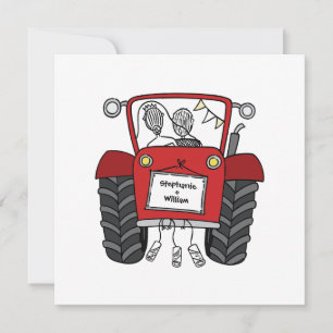 Invitation de tracteur rouge Mariage campagnard pe