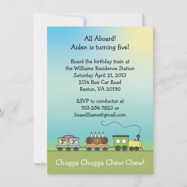 Invitation de train à la crème glacée et au gâteau (Devant)