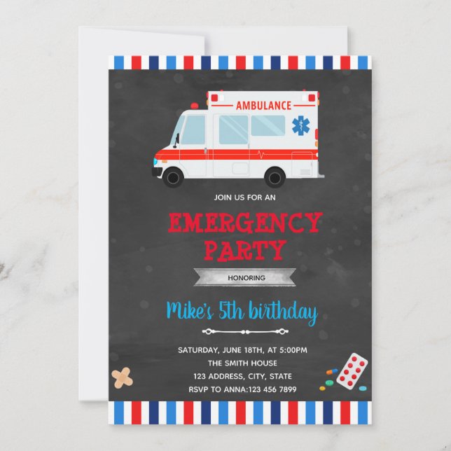 Invitation de transport d'urgence en ambulance (Devant)