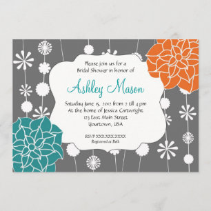 invitation de turquoise, rose et orange de douche